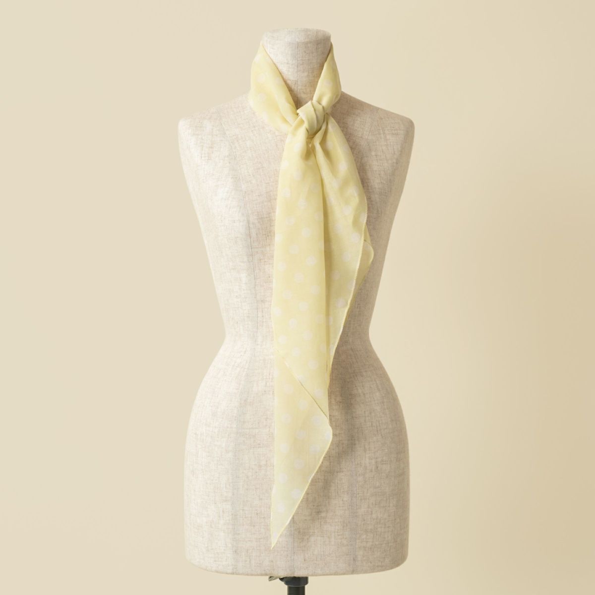  ドット剣先コットンリネンスカーフ＜イエロー＞