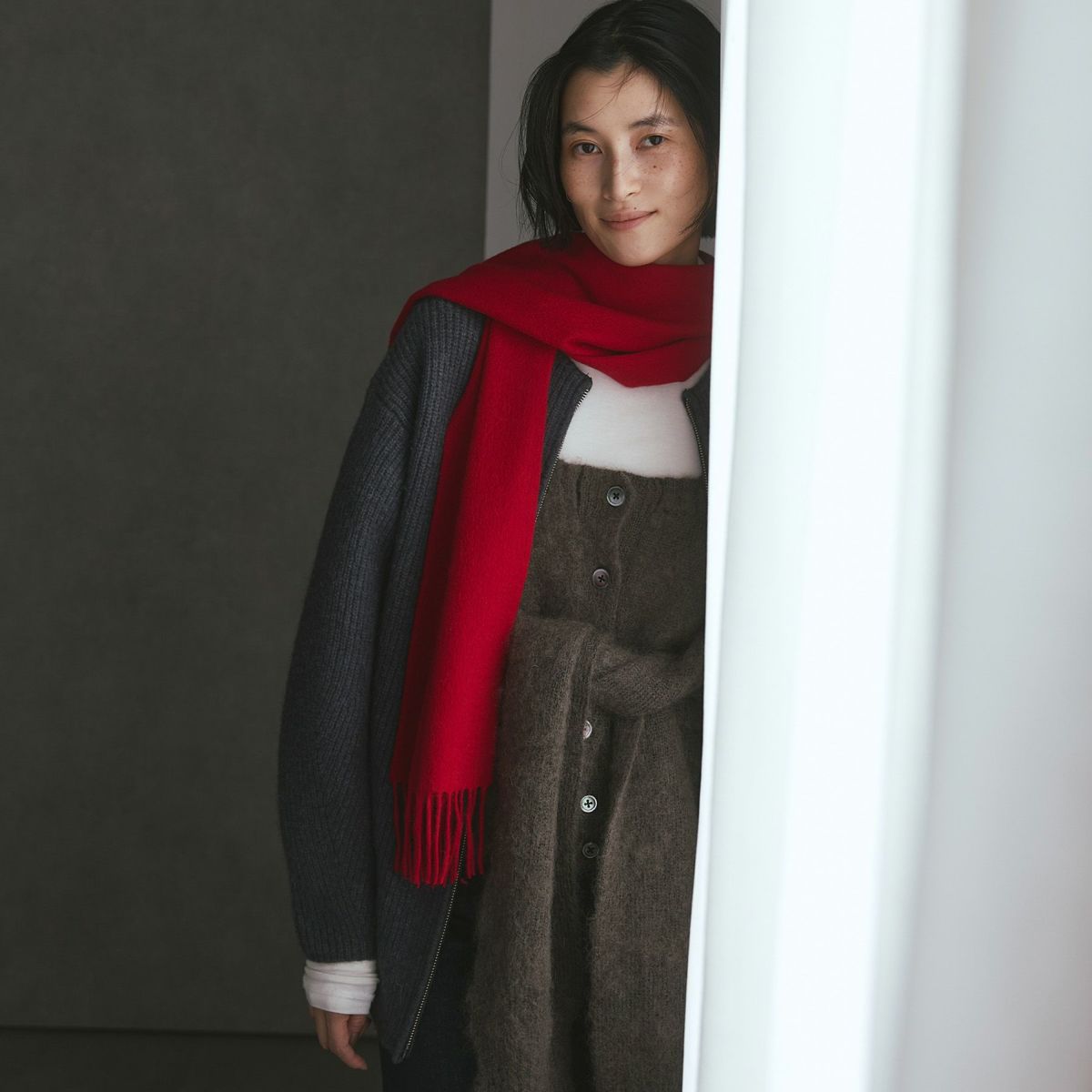 カシミヤ100%無地マフラー