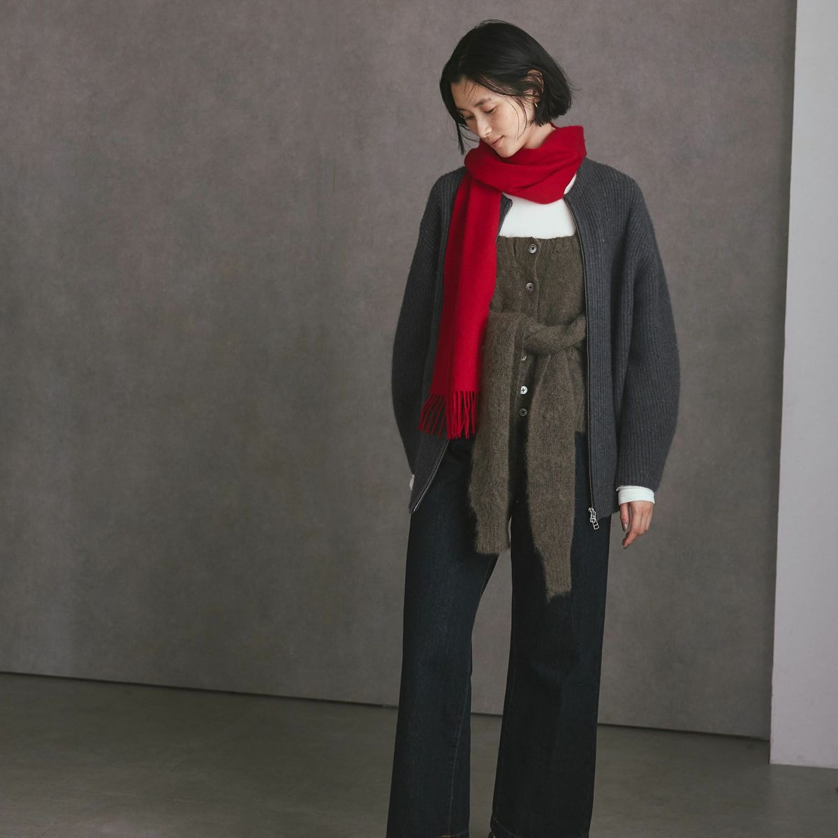 カシミヤ100%無地マフラー