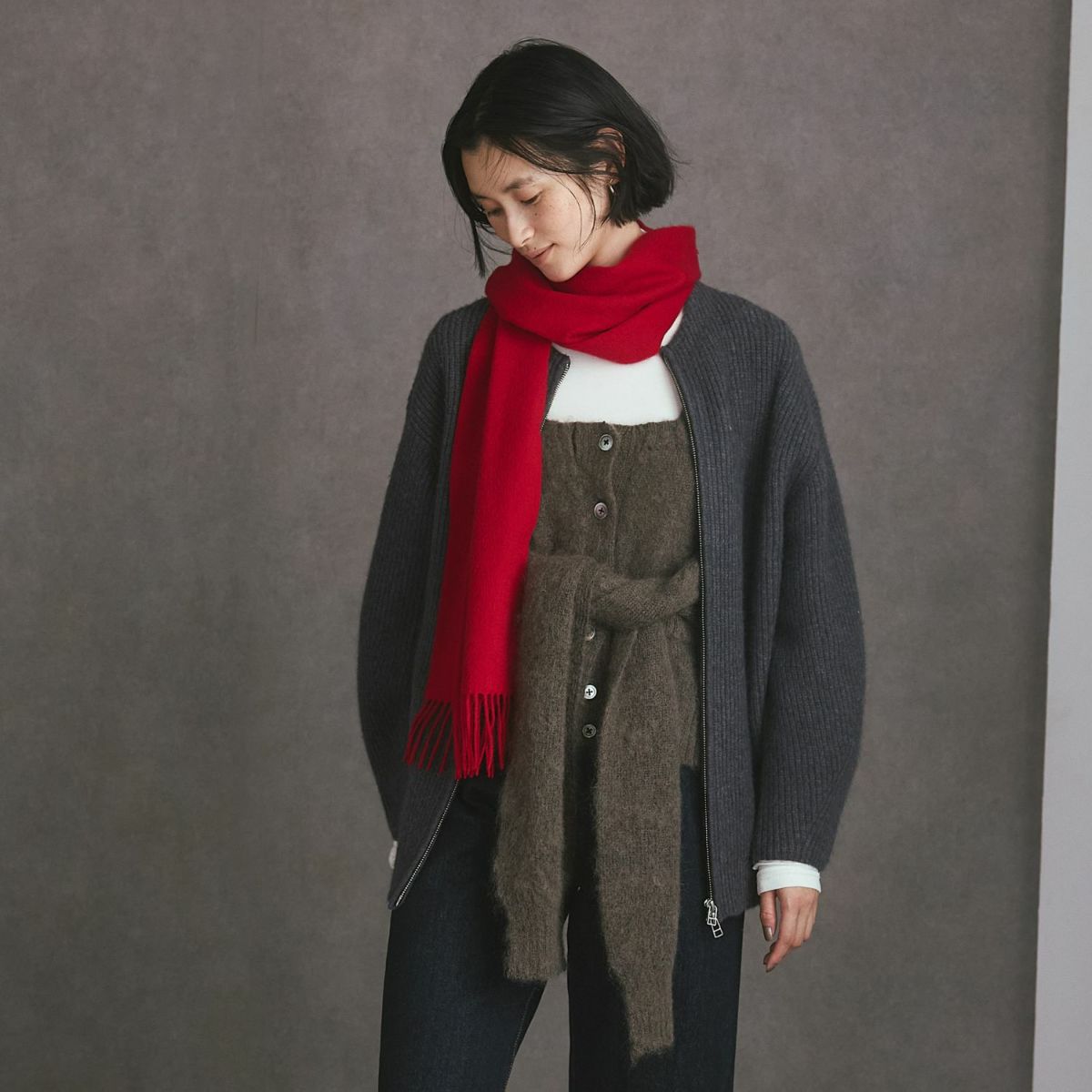 カシミヤ100%無地マフラー