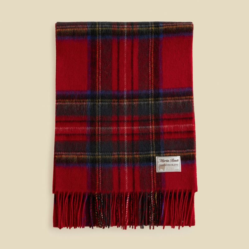 カシミヤブレンドチェックリバーシブルマフラー＜レッド＞