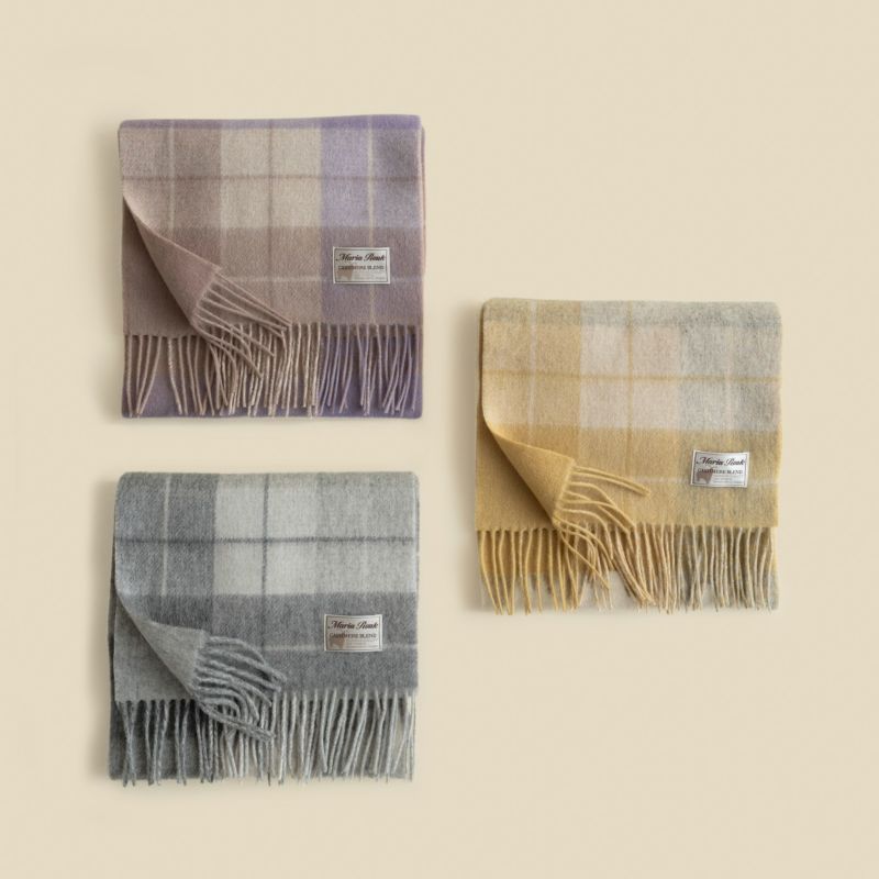 カシミヤブレンドチェックリバーシブルマフラー