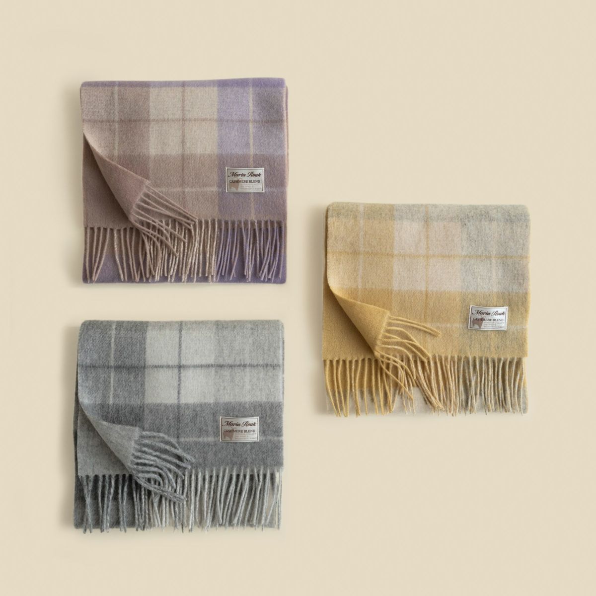 カシミヤブレンドチェックリバーシブルマフラー