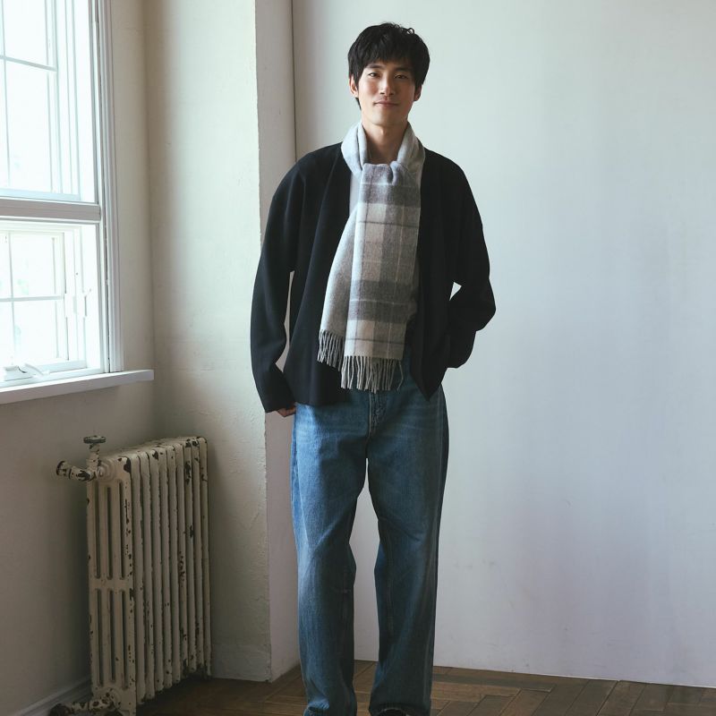 カシミヤブレンドチェックリバーシブルマフラー