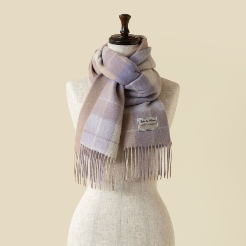 カシミヤブレンドチェックリバーシブルマフラー