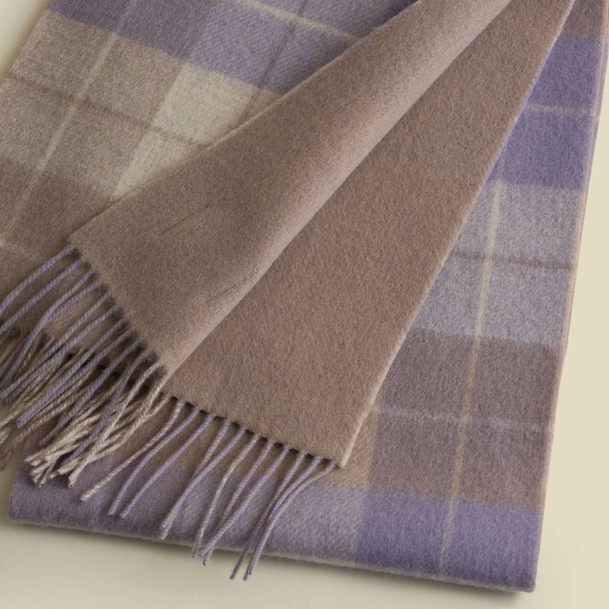 カシミヤブレンドチェックリバーシブルマフラー