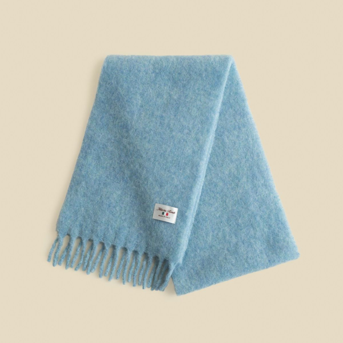 イタリア製アルパカ無地ボリュームマフラー＜サックス＞