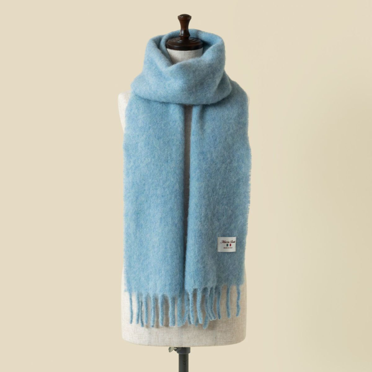 イタリア製アルパカ無地ボリュームマフラー＜サックス＞