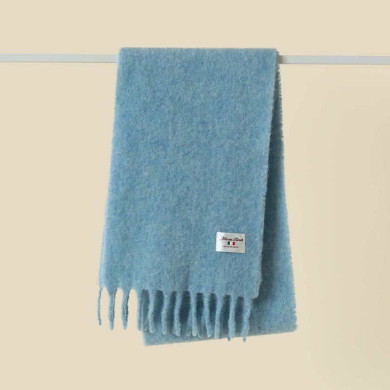 イタリア製アルパカ無地ボリュームマフラー＜サックス＞