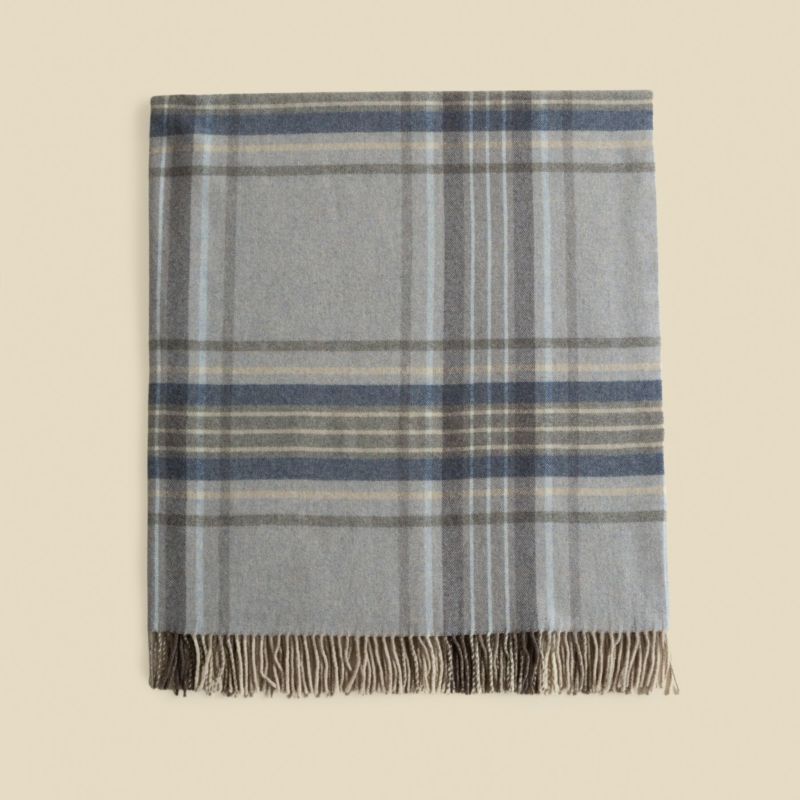  イタリア製ウール100％ 杢チェックケープ＜ブルー＞