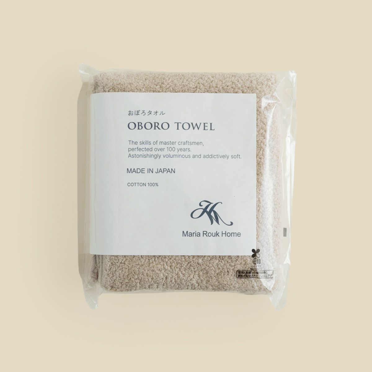 おぼろ100年の極 フェイスタオル ＜ベージュ＞日本製