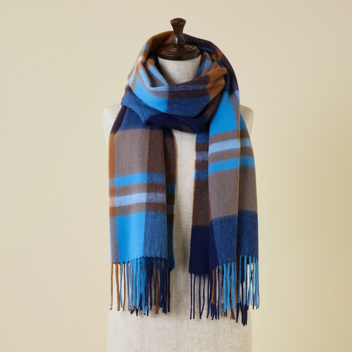  ウール100%チェックストール