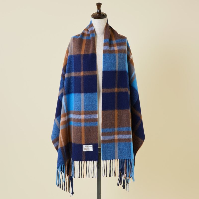  ウール100%チェックストール