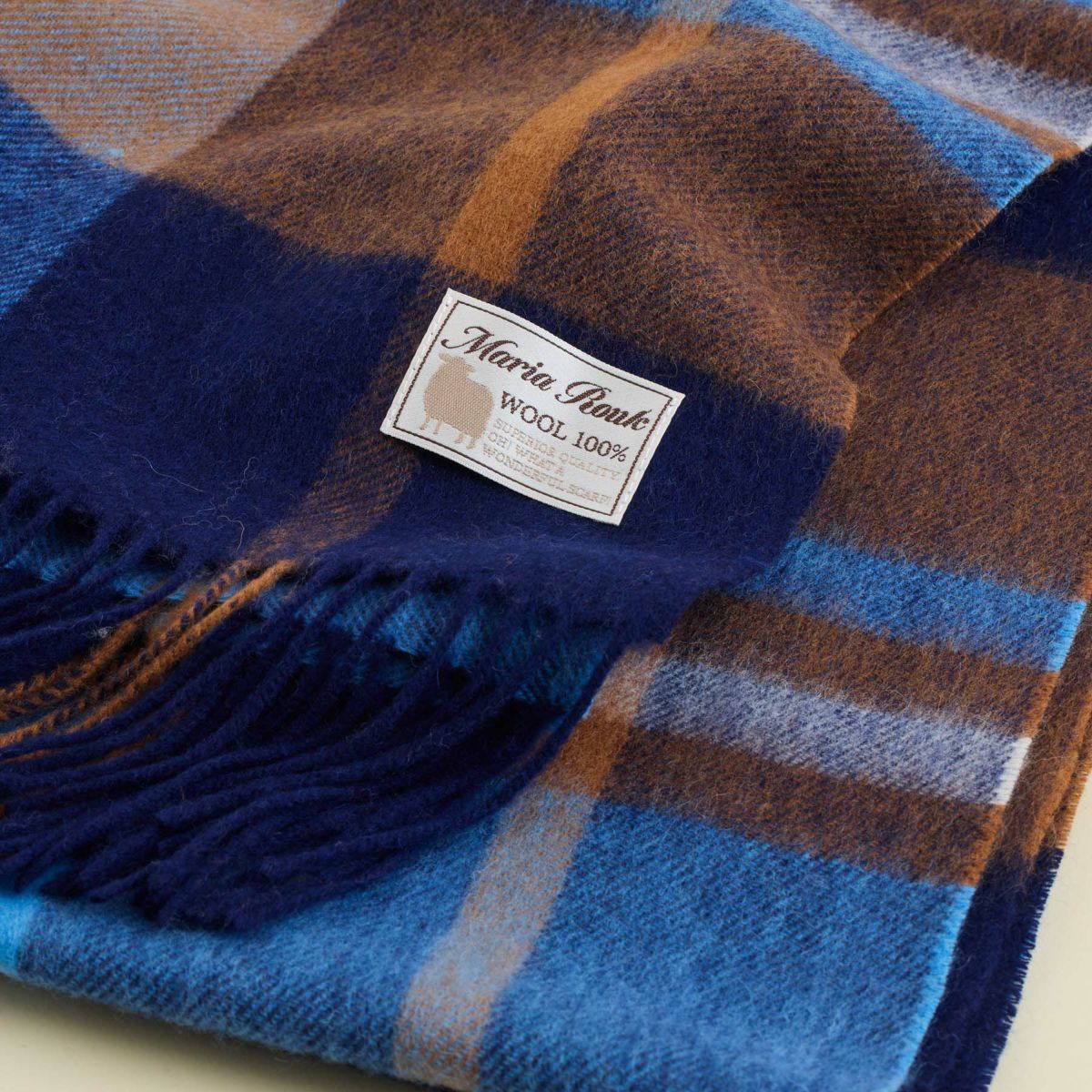  ウール100%チェックストール