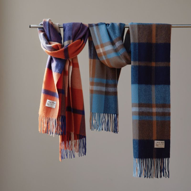 ウール100%チェックストール＜ブルー＞ | Maria Rouk（マリアルーク）