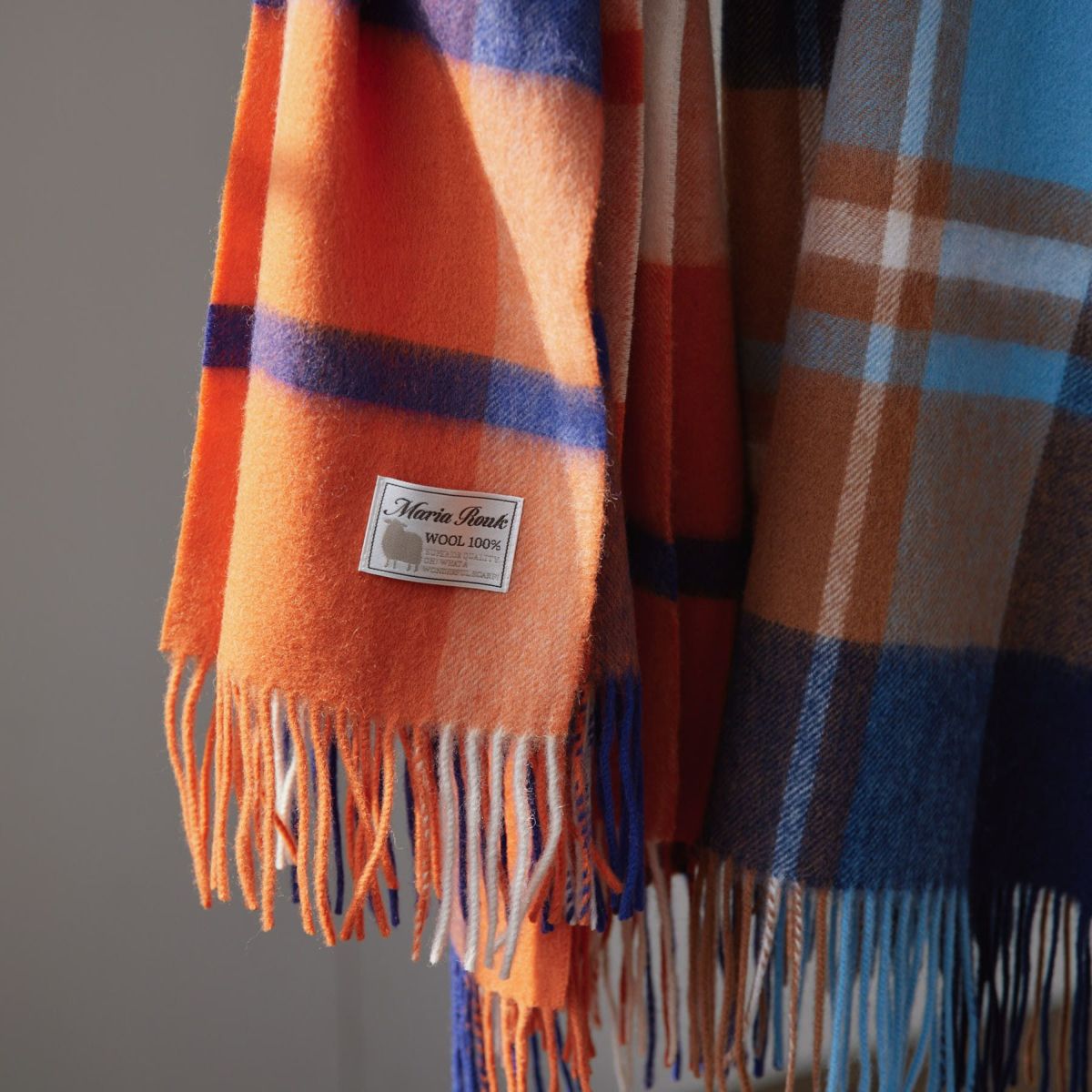  ウール100%チェックストール