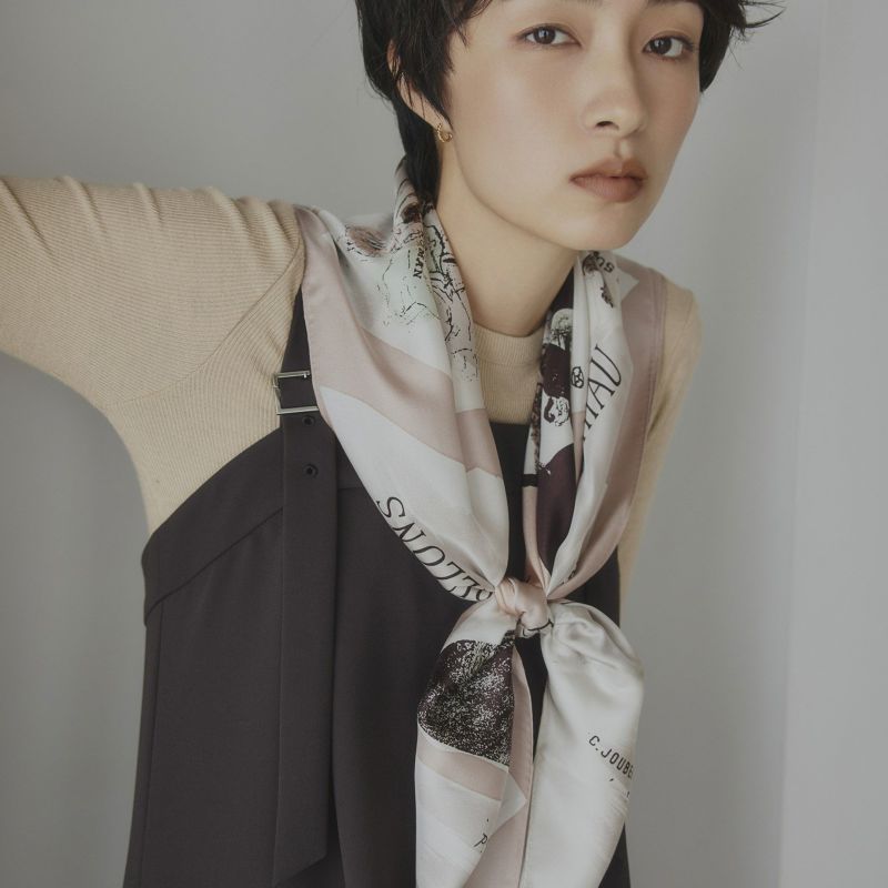 ロートレックペイントスカーフ＜サンドベージュ＞ シルク100% 日本製