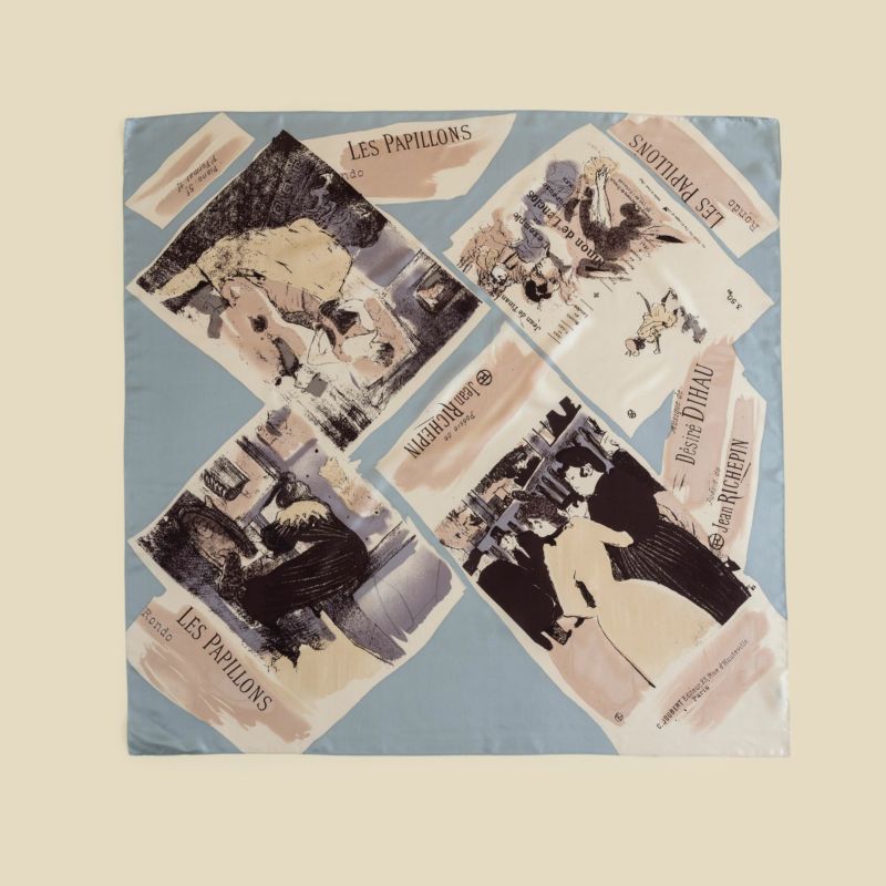  ロートレックペイントスカーフ＜サックスブルー＞