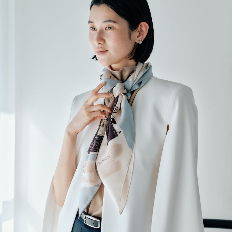  ロートレックペイントスカーフ＜サックスブルー＞