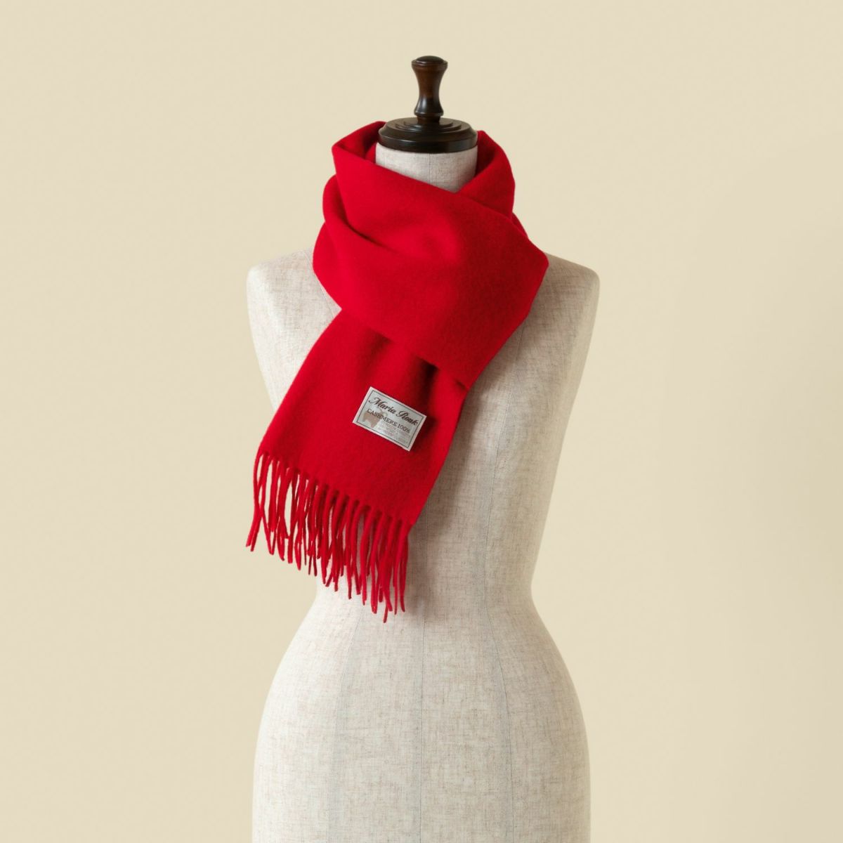 【長寿祝いギフトセット】カシミヤ100%無地マフラー＜レッド＞