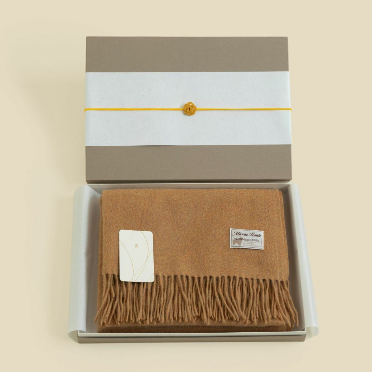 【長寿祝いギフトセット】カシミヤ100%メランジストール＜カラシ＞