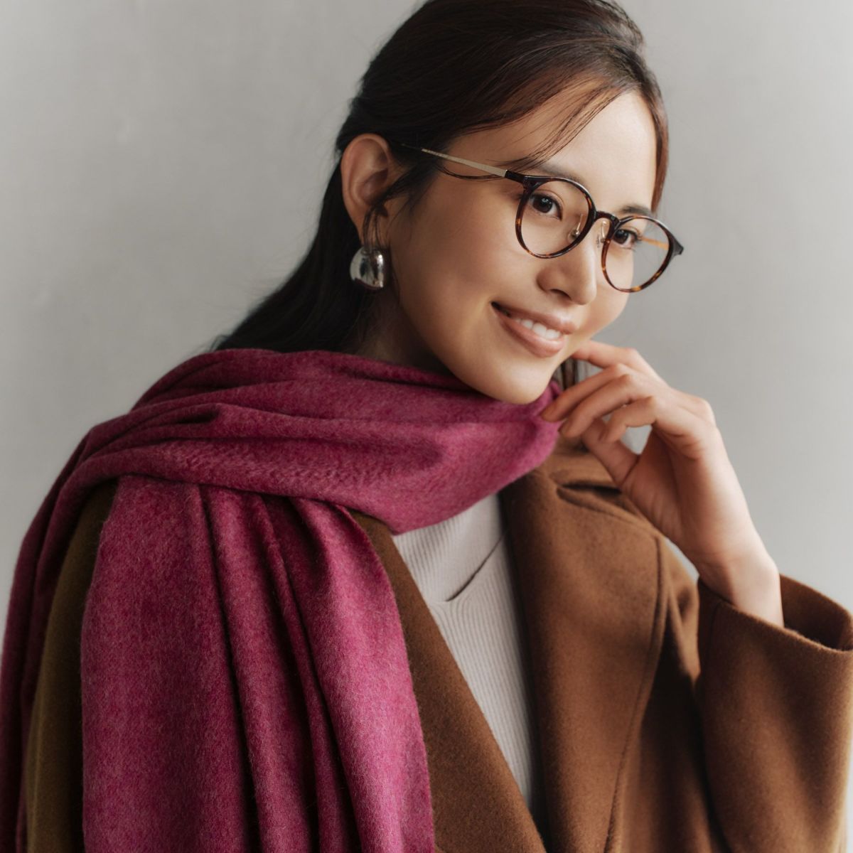 【長寿祝いギフトセット】カシミヤ100%メランジストール＜ワイン＞