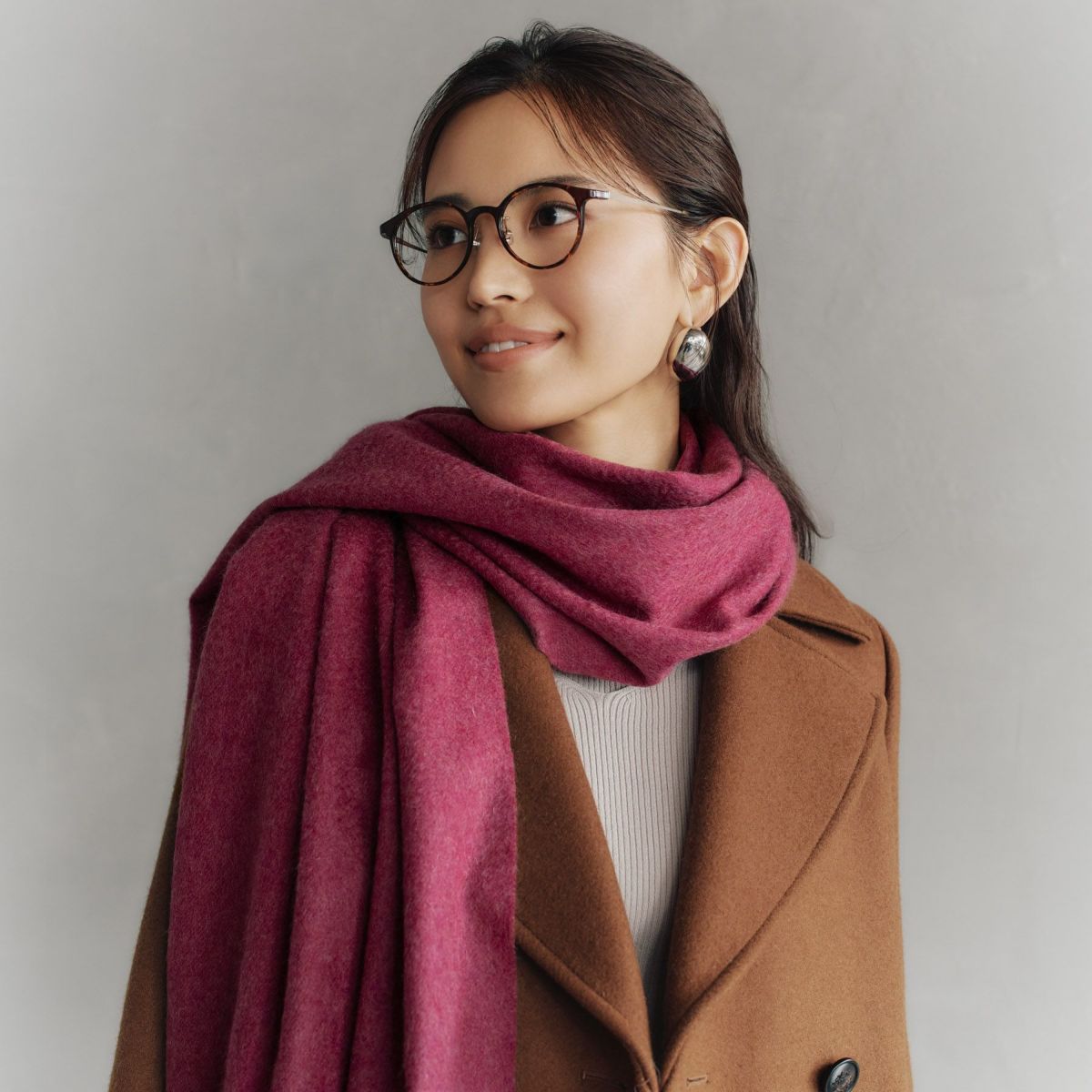 【長寿祝いギフトセット】カシミヤ100%メランジストール＜ワイン＞