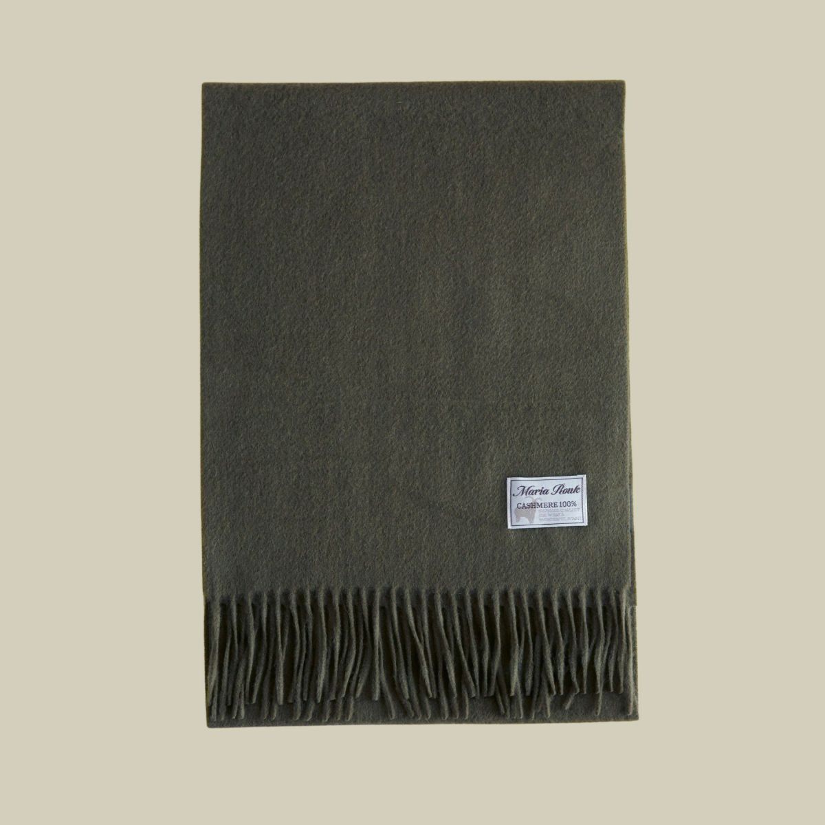  カシミヤ100%無地マフラー＜グレイカーキ＞