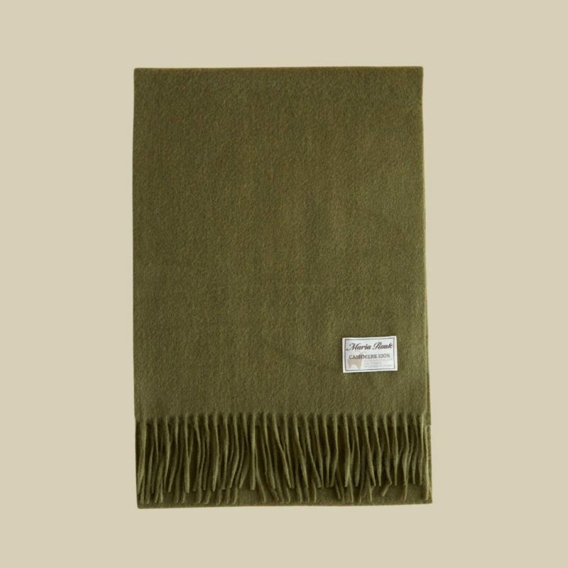 【長寿祝いギフトセット】カシミヤ100%無地マフラー＜カーキ＞
