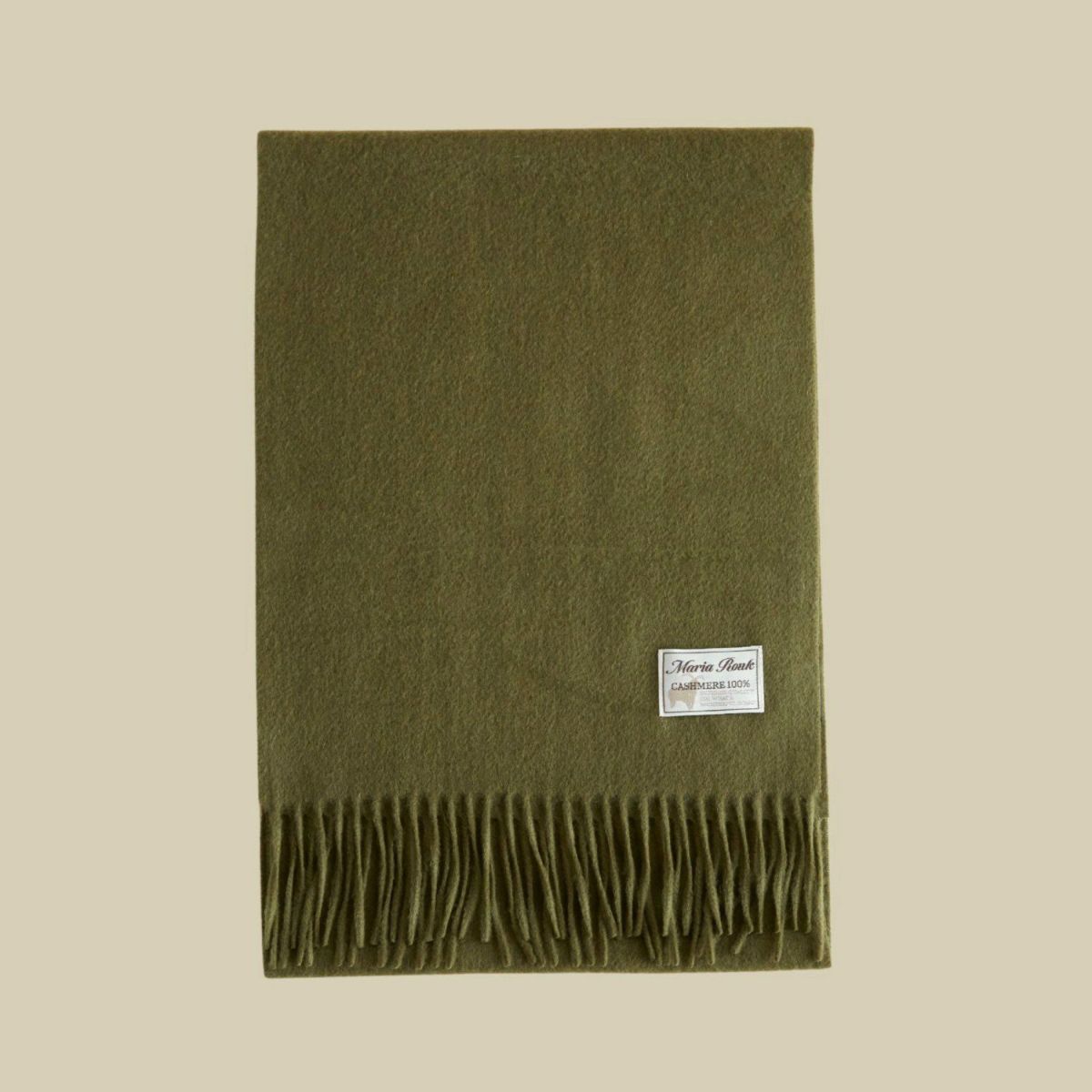 【長寿祝いギフトセット】カシミヤ100%無地マフラー＜カーキ＞