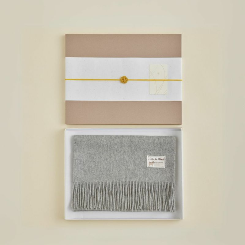 【長寿祝いギフトセット】カシミヤ100%無地マフラー＜ライトグレー＞