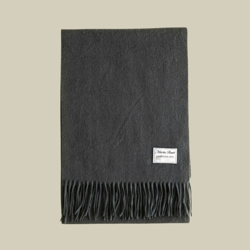 【長寿祝いギフトセット】カシミヤ100%無地マフラー＜チャコール＞