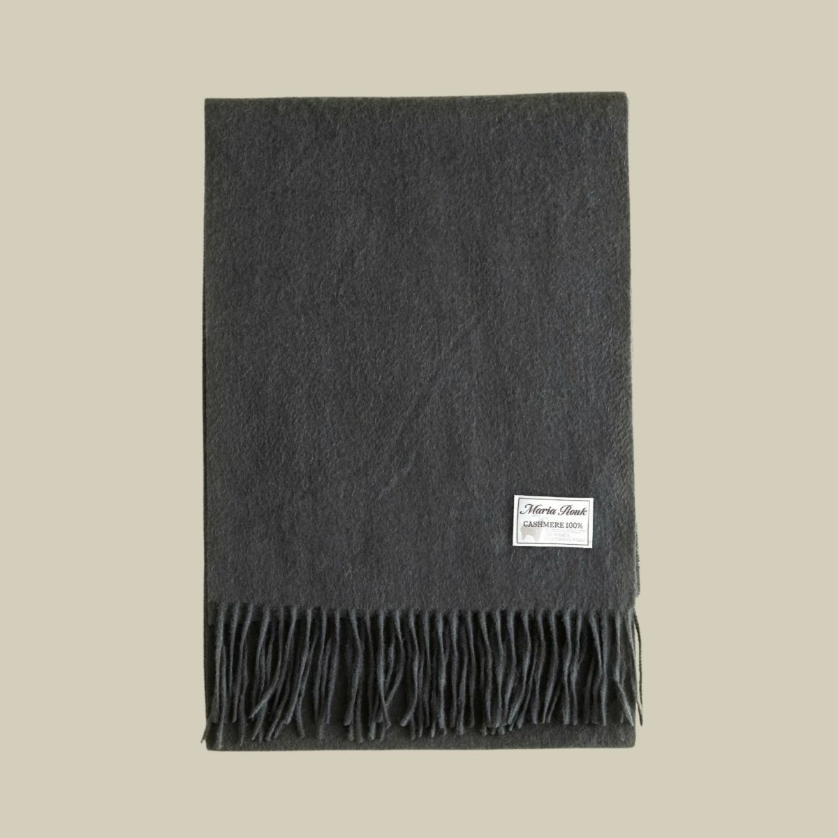 【長寿祝いギフトセット】カシミヤ100%無地マフラー＜チャコール＞