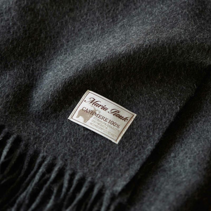 【長寿祝いギフトセット】カシミヤ100%無地マフラー＜チャコール＞