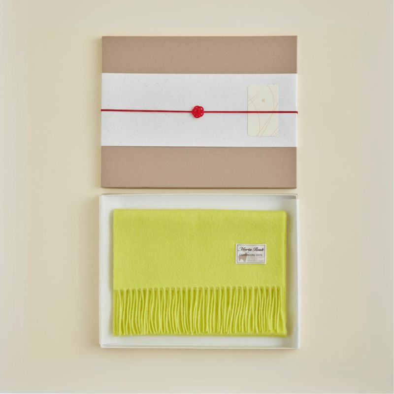 【長寿祝いギフトセット】カシミヤ100%無地マフラー＜イエロー＞