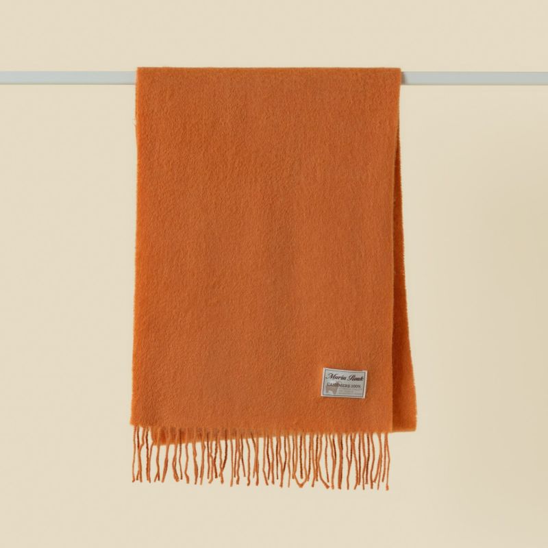 【長寿祝いギフトセット】カシミヤ100%無地マフラー＜オレンジ＞