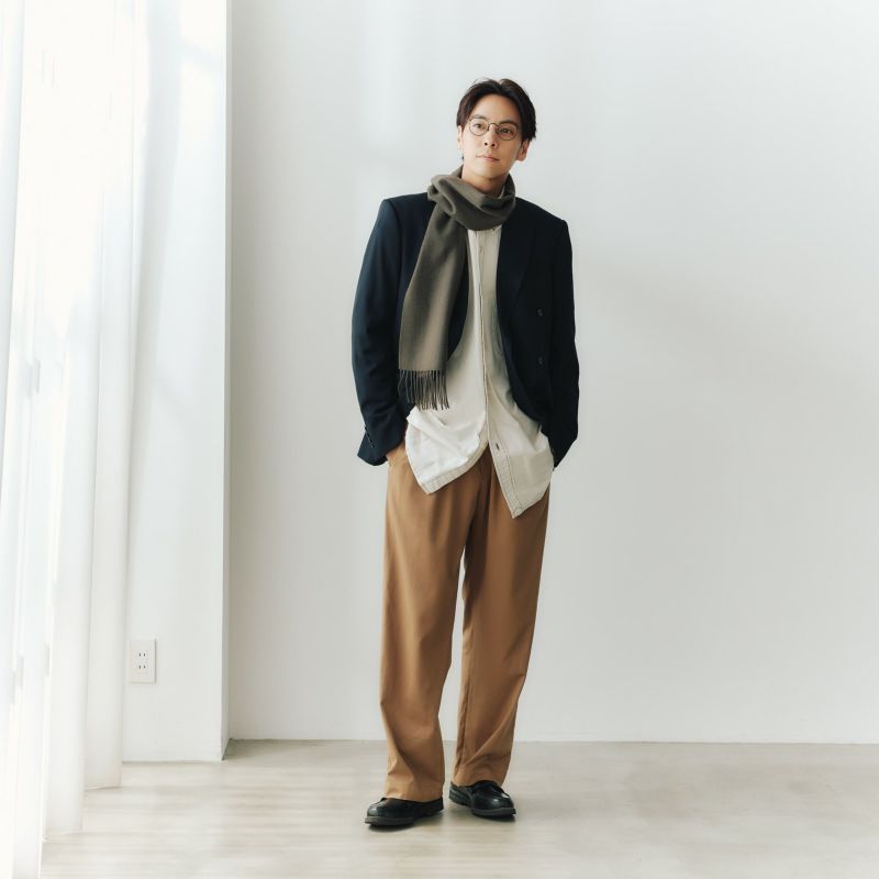 【長寿祝いギフトセット】カシミヤ100%無地マフラー＜グレイカーキ＞