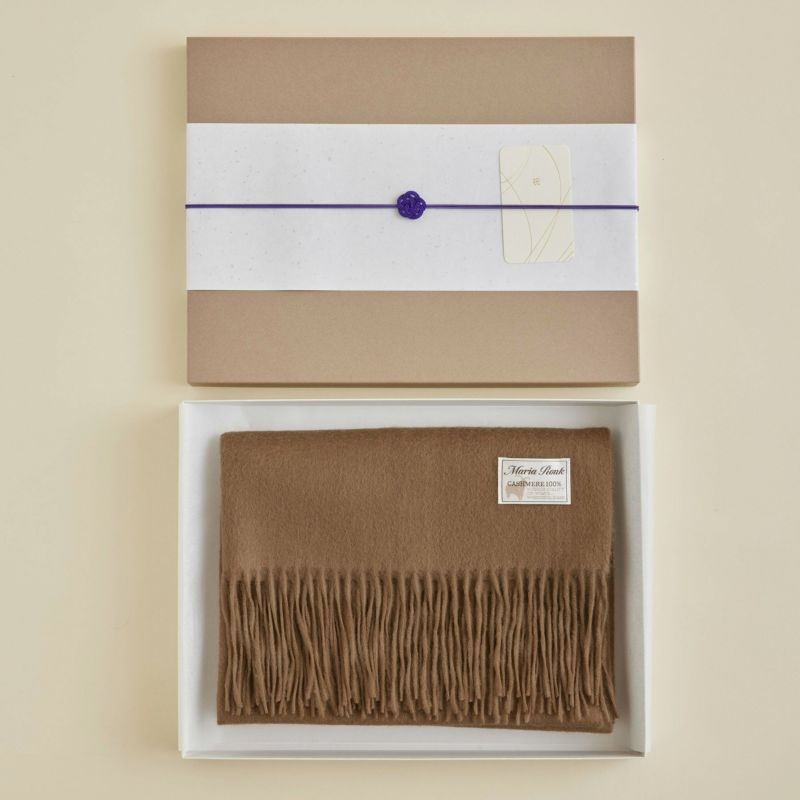 【長寿祝いギフトセット】カシミヤ100%無地ストール＜ブラウン＞