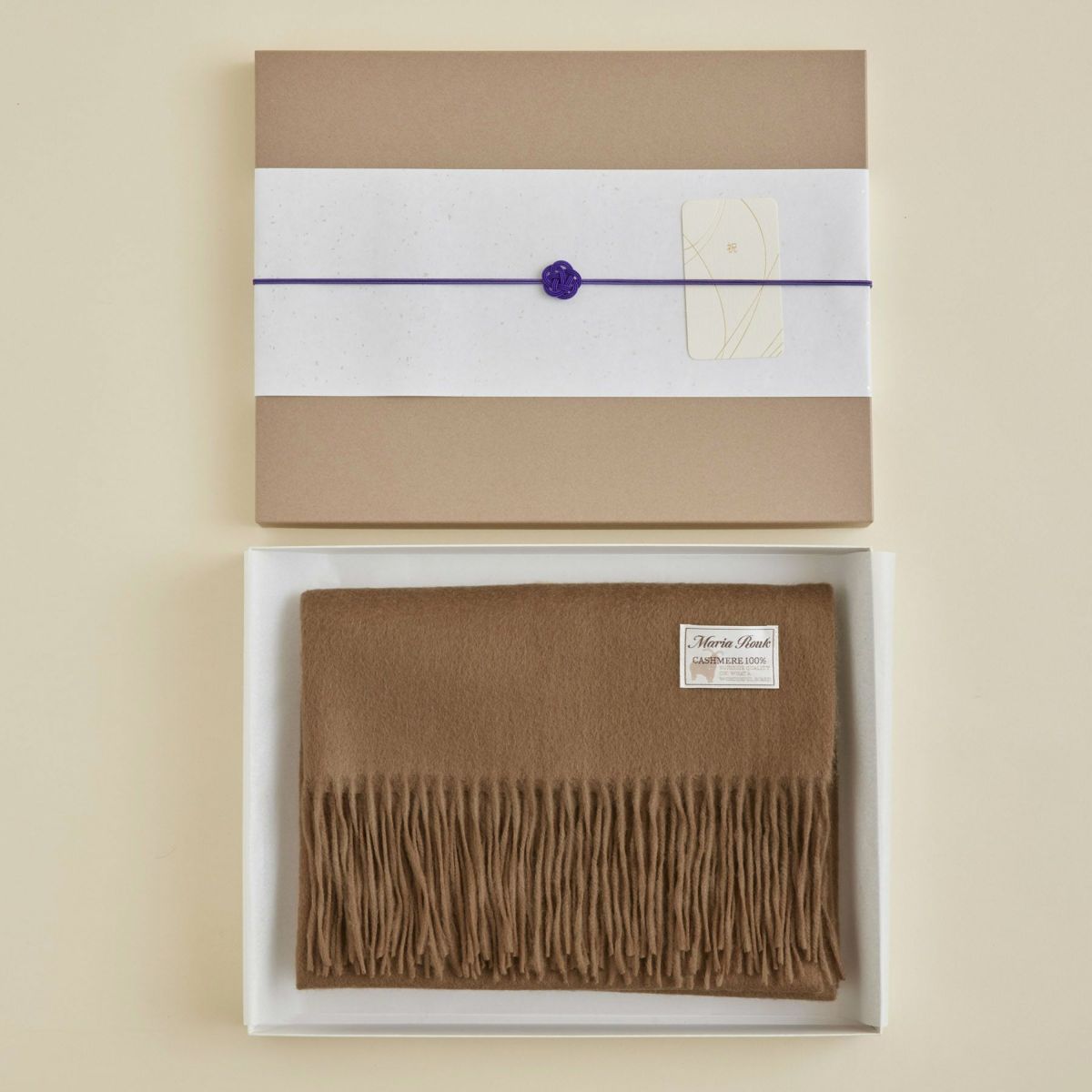 【長寿祝いギフトセット】カシミヤ100%無地ストール＜ブラウン＞