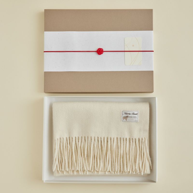 【長寿祝いギフトセット】カシミヤ100%無地ストール＜オフホワイト＞
