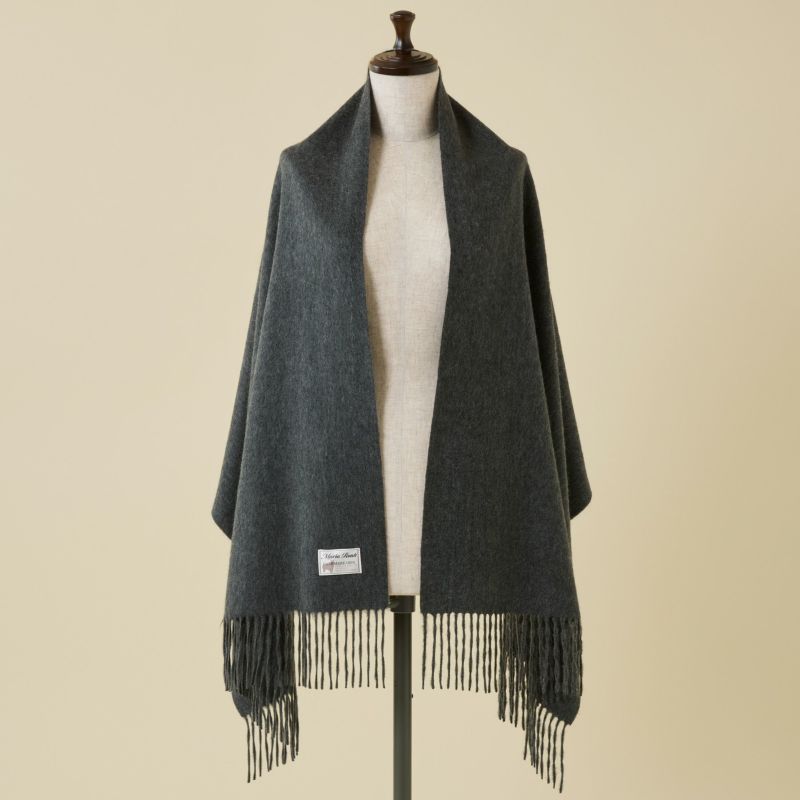 【長寿祝いギフトセット】カシミヤ100%無地ストール＜チャコール＞