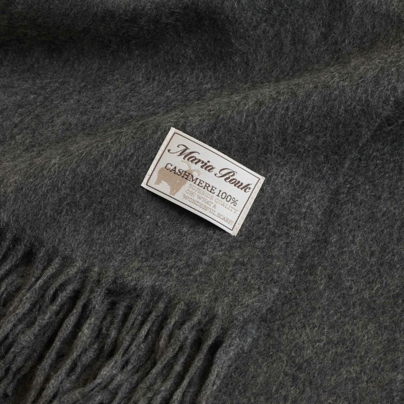 【長寿祝いギフトセット】カシミヤ100%無地ストール＜チャコール＞