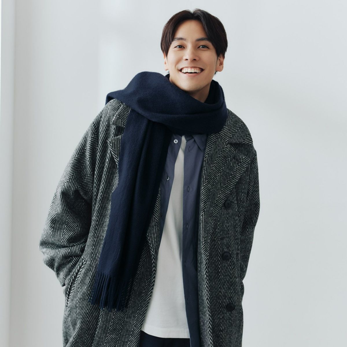 【長寿祝いギフトセット】カシミヤ100%無地ストール＜ネイビー＞