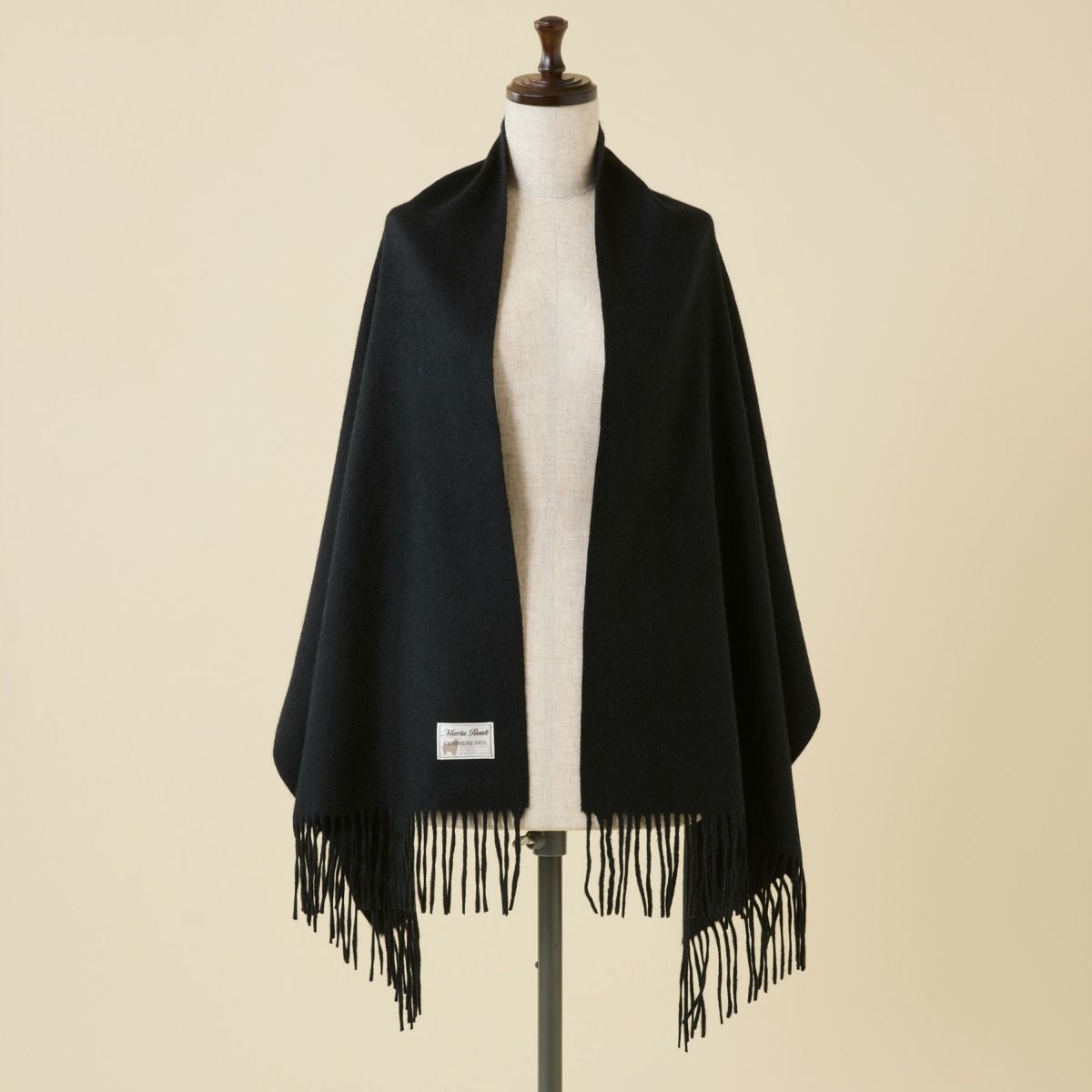 【長寿祝いギフトセット】カシミヤ100%無地ストール＜ブラック＞