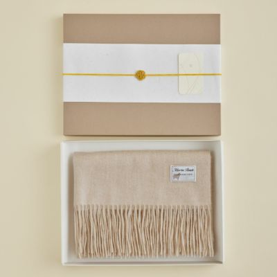 【長寿祝いギフトセット】無染色カシミヤ100%無地ストール＜ベージュ＞