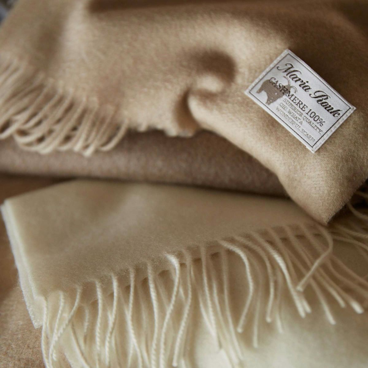 【長寿祝いギフトセット】無染色カシミヤ100%無地ストール＜ブラウン＞