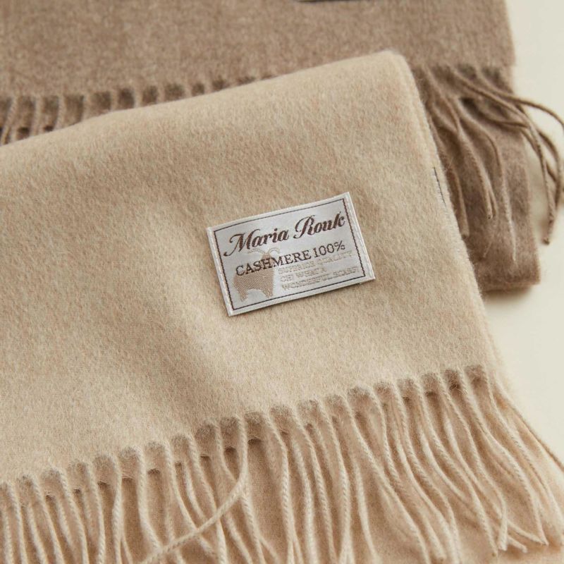 【長寿祝いギフトセット】無染色カシミヤ100%無地マフラー＜ベージュ＞