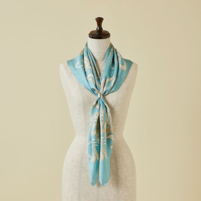 ペルシャ柄スカーフ＜ブルー＞　