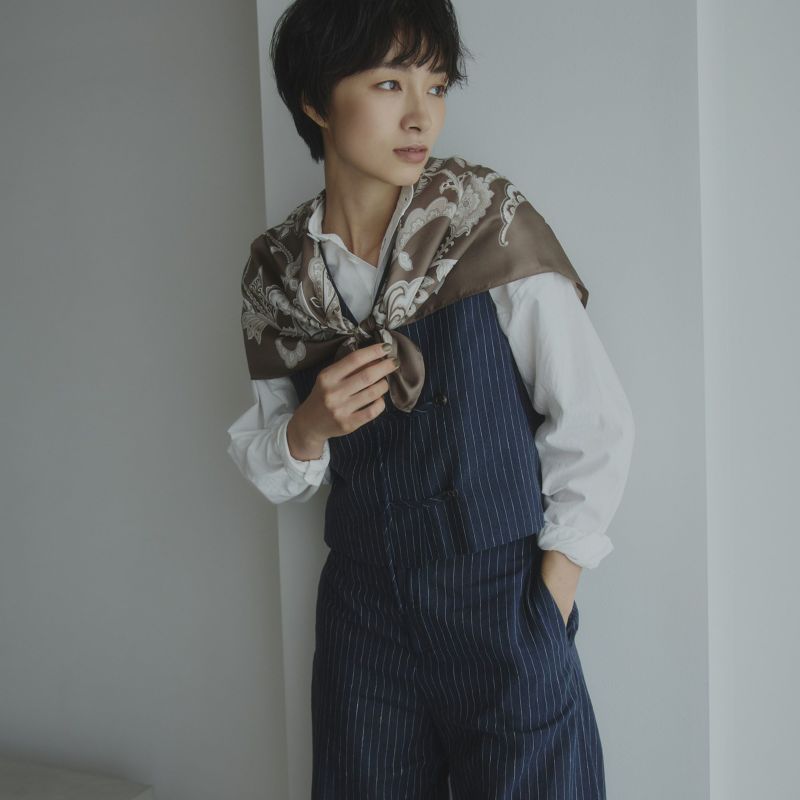 ペルシャ柄スカーフ＜ブラウン＞　シルク100%　日本製