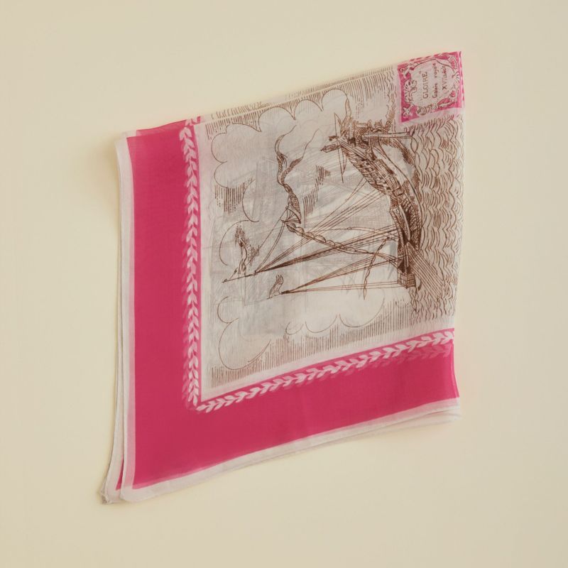  マリンスカーフ＜ピンク＞　シルク100%　日本製